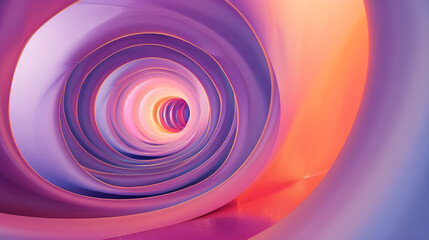 Poster - A stunning abstract spiral tunnel featuring vibrant shades of purple, pink, and orange, creating a warm and dynamic visual effect.