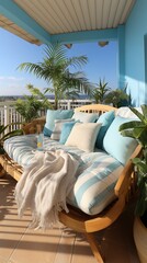 Canvas Print - lounge chairs on the beach