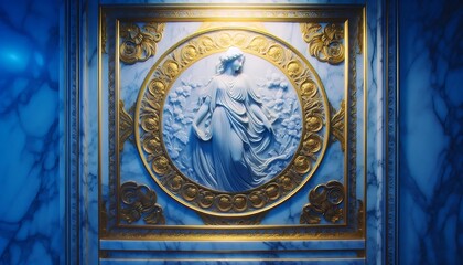 Wall Mural -  Marble background with woman relief in the foreground.Generative AI	