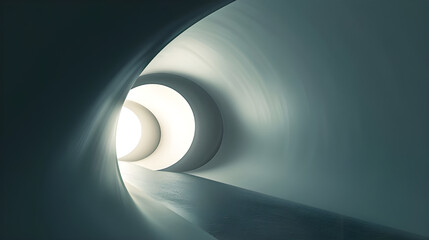 Poster - A minimalist tunnel with soft white lighting, creating a serene and futuristic atmosphere with smooth, clean lines.