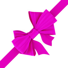 Poster - Pink Gift Bow with Ribbon, 3D rendering isolated on transparent background