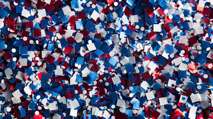 Wall Mural - Blue White Red Confetti Overlay Create an overlay