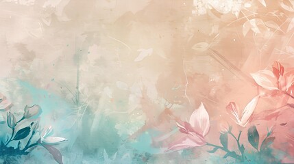 Poster - Vintage Floral Watercolor Pattern with Grunge Texture