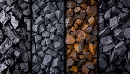 Coal and ore are essential raw materials extracted from the Earth. Coal, a combustible black or brownish-black sedimentary rock, is primarily used as a fuel source for electricity generation 