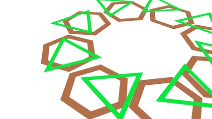 Poster - Interlocking green and brown pentagonal shapes forming a ring.