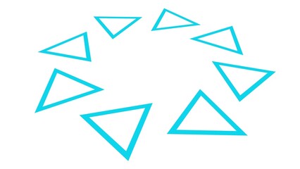 Poster - Blue triangular shapes arranged in a circular pattern on white.