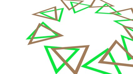 Poster - Brown and green triangular shapes forming a circular design on white.