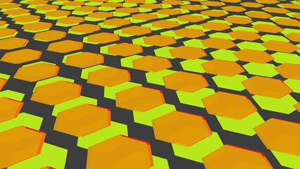 Poster - Yellow and orange hexagonal shapes creating a honeycomb pattern.