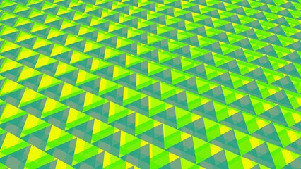 Poster - Green and yellow triangles creating an intricate 3D pattern.