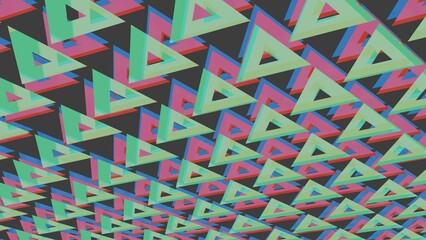 Poster - Vibrant red and blue triangles forming a 3D geometric pattern.