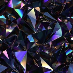 Wall Mural - Dark iridescent crystal facets, seamless tile pattern