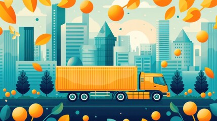 Wall Mural - Crop transport technology, innovative solutions for moving produce, flat design illustration