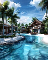 Wall Mural - Eco-friendly tourism activities, oil painting style, semi-close-up, experienced professional designer, more clarity with clear light and sharp focus, high detailed