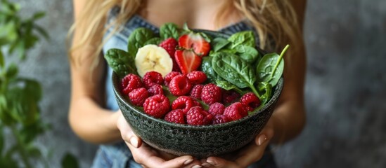 Sticker - Green Smoothie Bowl with Berries, Banana, and Spinach