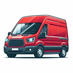 Modern Cargo Van flat vector illustration isolated on a white background