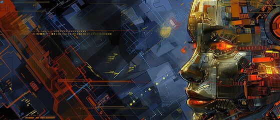 Wall Mural - illustration of a robot structure with an abstract background