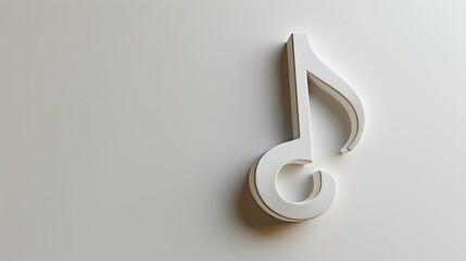 Poster - Iconic White Music Note Symbol Rendered on a Simple White Background Evoking Melodic Creativity and Artistic Expression