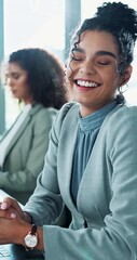 Aufkleber - Smile, confidence and face of woman at desk for consulting service, business management or online support. Office, portrait and happy businesswoman with computer, typing or research at digital agency
