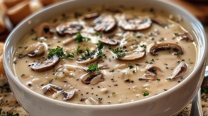 Wall Mural - Creamy Mushroom Soup. Generative AI.