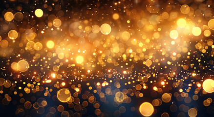 Aufkleber - Blurred background of white and gold lights for wedding or festive greeting card design. Abstract bokeh background with soft focus on the light. Background design. Generative AI.