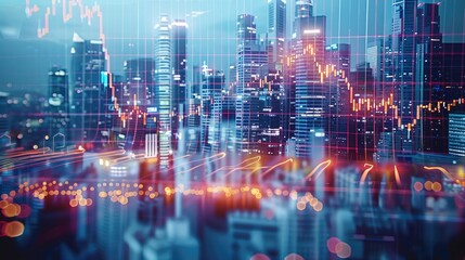 Poster - Economic Fluctuations, financial, graph. Generative AI.