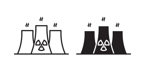 Wall Mural - nuclear power plant vector icon set in black color.