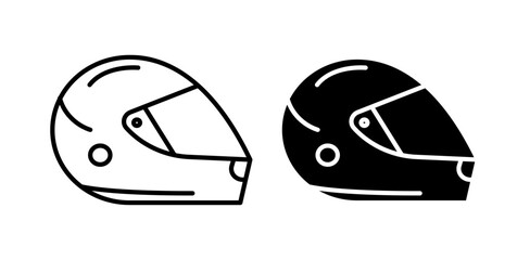 Wall Mural - motorcycle helmet vector icon set in black color.