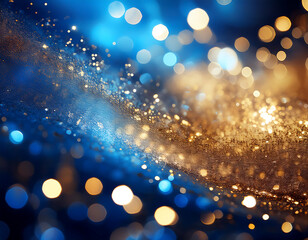 Aufkleber - Firefly Blue and Gold Abstract Background- Capture a mesmerizing blue and gold abstract background w