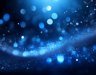 Aufkleber - Firefly Blue Glow Particle Background- An abstract background with blue glowing particles and bokeh, (1)