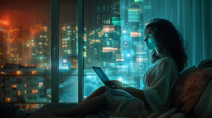Person interacting with futuristic technology 