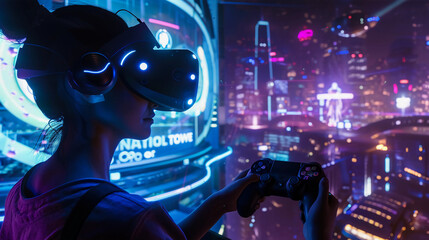 Person interacting with futuristic technology 