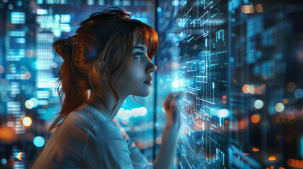 Person interacting with futuristic technology 