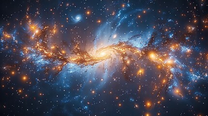 Wall Mural - A breathtaking view of a galactic cluster, each galaxy with distinct shapes and colors, seen from a space station, intricate and vibrant. Generative AI.