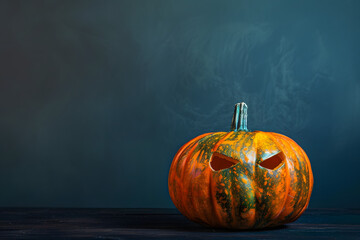 Wall Mural - Halloween pumpkin on dark background