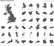 © asantosg - UK region silhouettes set and blank map of the country isolated on white background. Vector illustration design