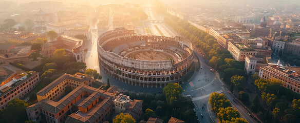 Poster - aerial view of the grand coliseum in rome