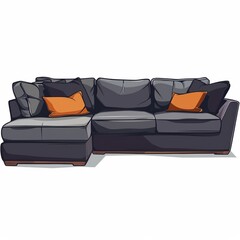 Poster - Stylized Couch with Orange Pillows