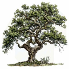 Poster - Detailed Illustration of a Majestic Oak Tree