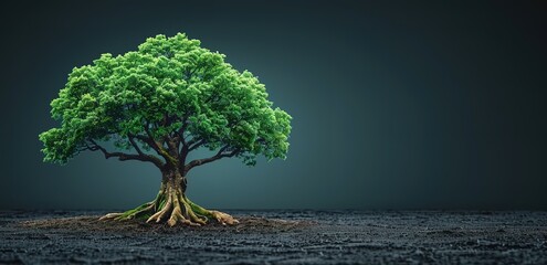 A tree that grows well on black soil with a black background