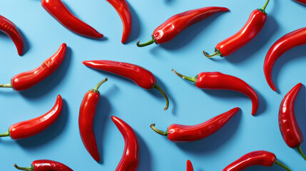 Red Hot Chili Peppers Pattern on Blue Background.