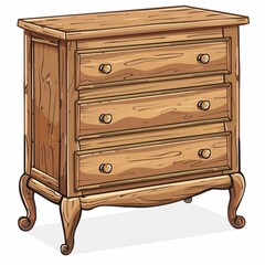 Poster - Illustration of a Classic Wooden Dresser with Drawers