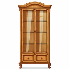 Wall Mural - Elegant Wooden Display Cabinet with Glass Doors