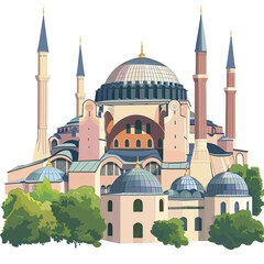 Wall Mural - Illustration of Historic Architectural Landmark