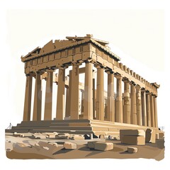 Poster - Illustration of the Iconic Parthenon in Ancient Style