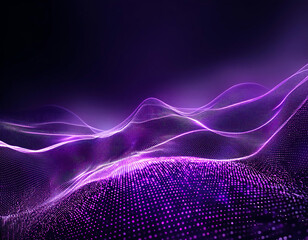Aufkleber - Firefly Digital Purple Particles Wave- An abstract background with digital purple particles and ligh (1)