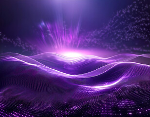 Aufkleber - Firefly Digital Purple Particles Wave- An abstract background with digital purple particles and ligh (2)