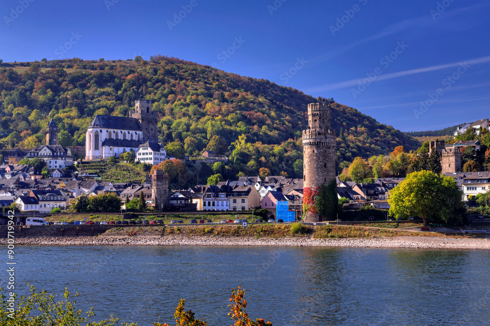 St. Goar-Oberwesel im UNESCO Weltkulturerbe Mittelrheintal, Rheinland ...