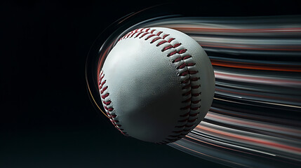 Wall Mural - Dynamic Motion of a Spinning BaseballA Captivating Display of Speed and Energy Against a Black Background