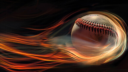 Wall Mural - A Dynamic Baseball in MotionCaptivating Spinning Action Against a Bold Black Background