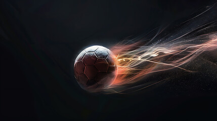 Dynamic Football in MotionCaptivating Spin and Energy Against a Black Backdrop